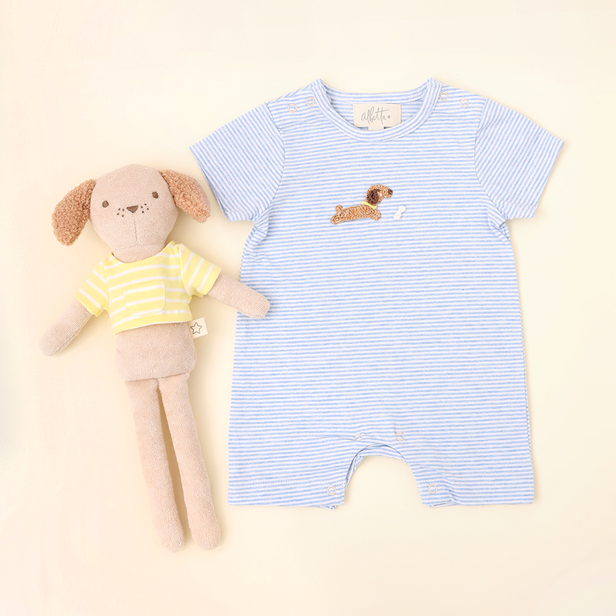 CTA8992036 - Puppy Yellow Stripe Tshirt Towelling Toy