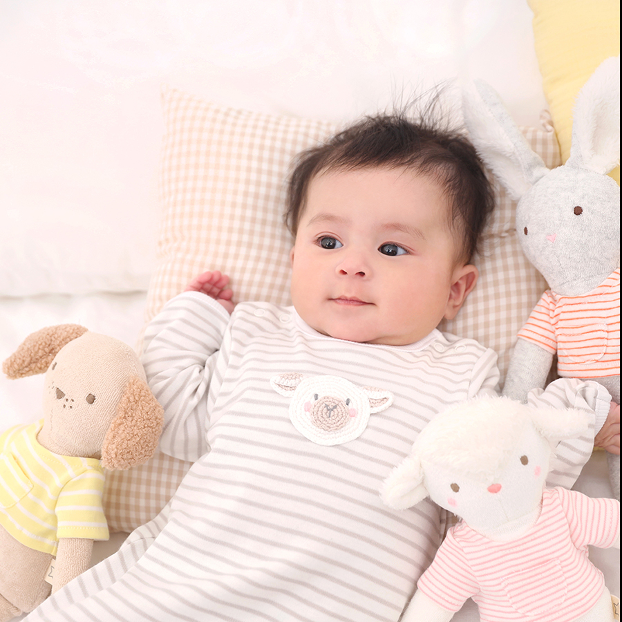 CTA1158011 - Lamb Pink Stripe Tshirt Towelling Toy