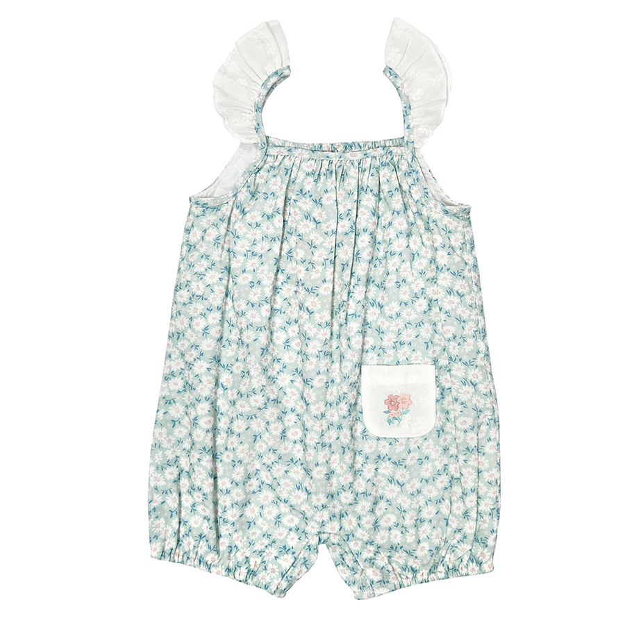 CRP0501205 - Daisy Flower Embroidered Frill Romper