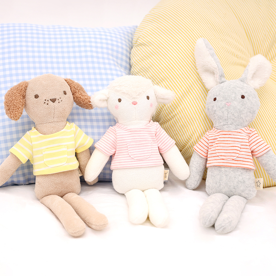 CTA1158011 - Lamb Pink Stripe Tshirt Towelling Toy