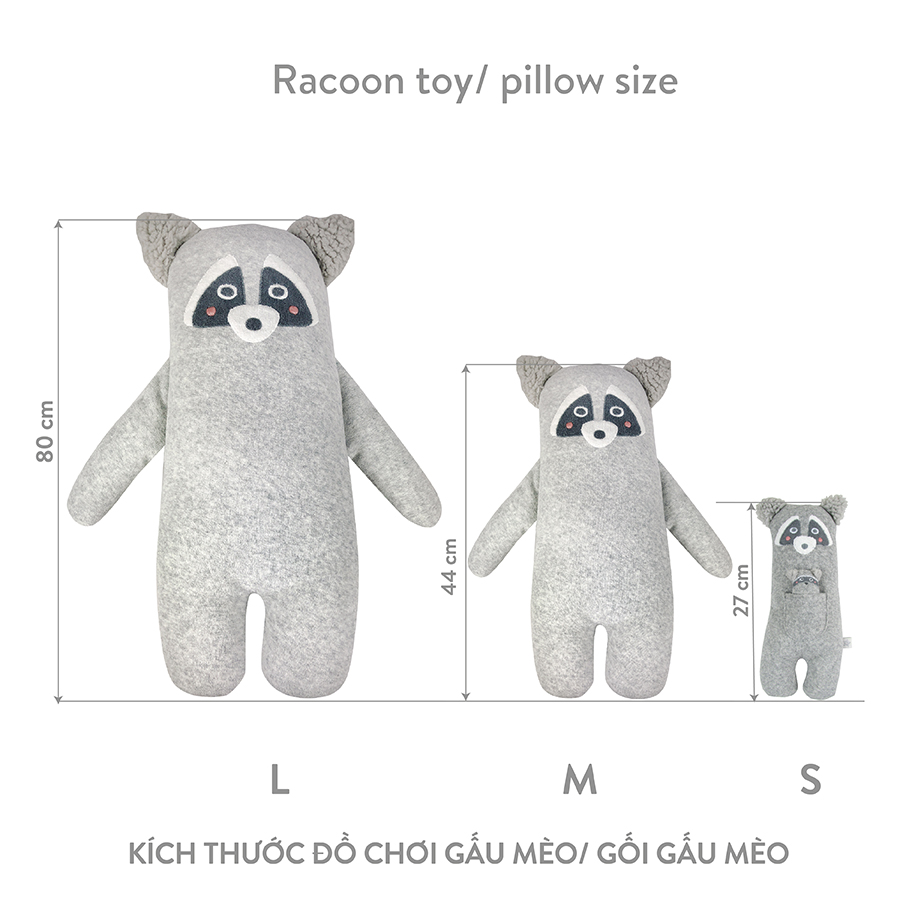 CTA0402102 - Raccoon towelling toy/ pillow